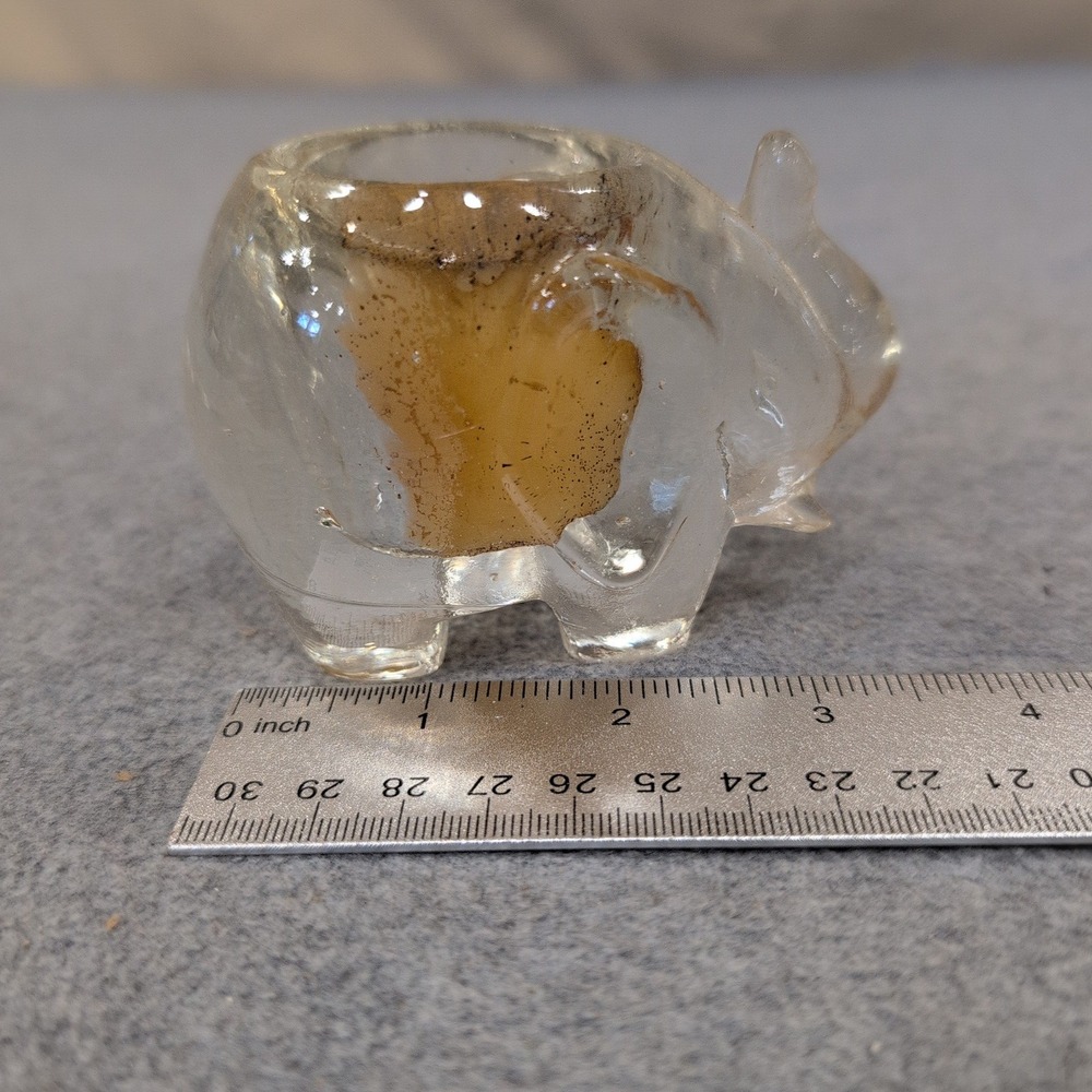 Vintage Clear Glass Elephant Figurine with Integrated Candle Made in Taiwan - Picture 3 of 5